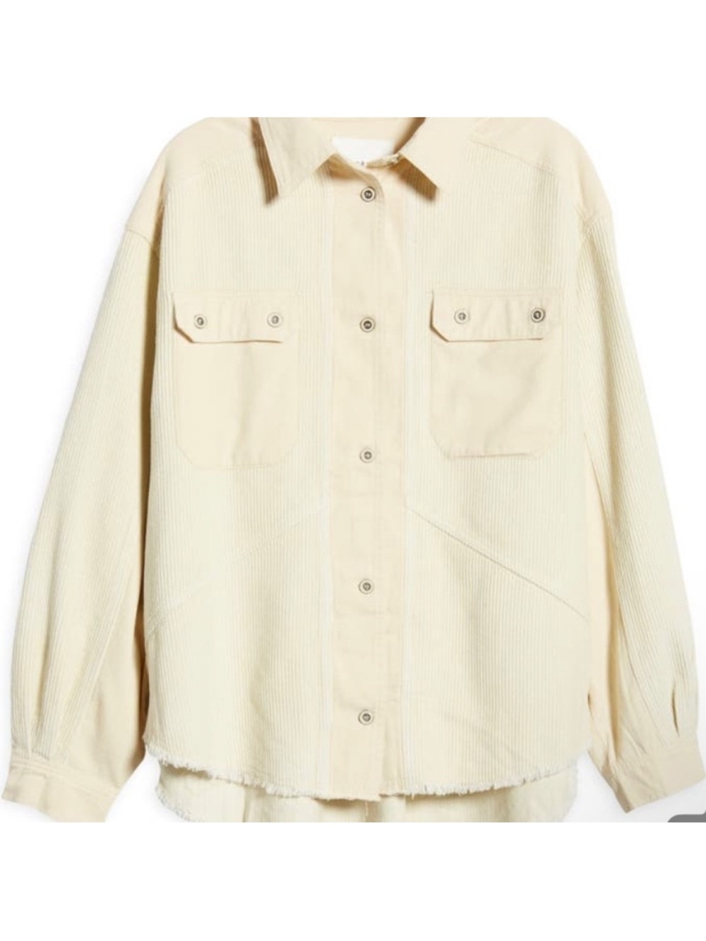Thread & Supply Cream Corduroy & canvas Button-Up Shirt jacket
